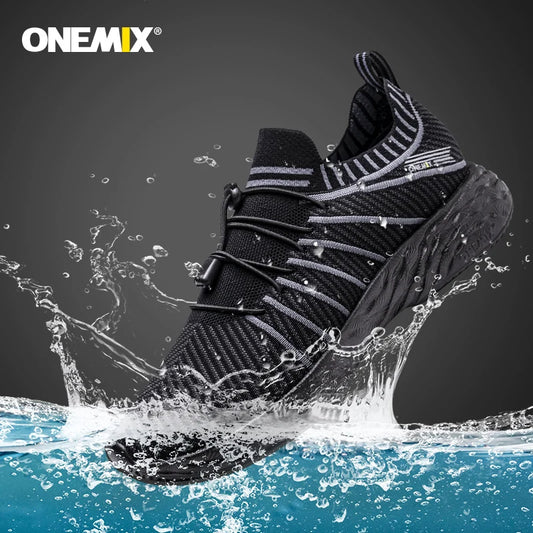 ONEMIX 2024 Bagong Itim na Running Shoes para sa Mga Lalaking Waterproof Breathable Training Sneakers Lalaki Panlabas na Anti-Slip Trekking Sports Shoes 