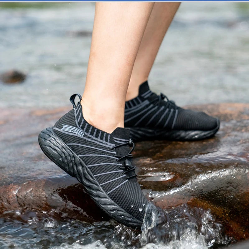 ONEMIX 2024 Bagong Itim na Running Shoes para sa Mga Lalaking Waterproof Breathable Training Sneakers Lalaki Panlabas na Anti-Slip Trekking Sports Shoes 