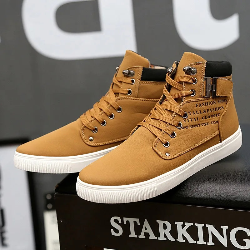 2024 Fashion Men Casual Shoes High Top Canvas Shoes Sneakers Man Lace-Up Breathable Trainers Men Baskets Basic Flats Shoes