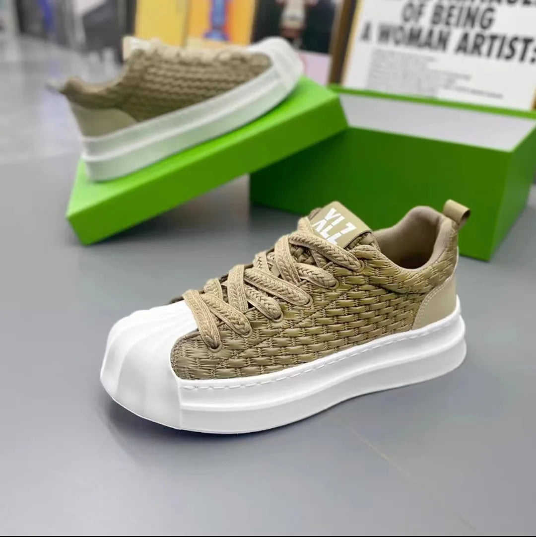 Designer Casual Sneakers para sa Mga Lalaking Striped Patchwork Casual Shoes Male Ightweight Skateboard Brand Sneakers Mga Summer Sneakers 