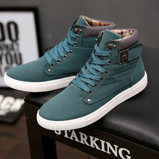 2024 Fashion Men Casual Shoes High Top Canvas Shoes Sneakers Man Lace-Up Breathable Trainers Men Baskets Basic Flats Shoes