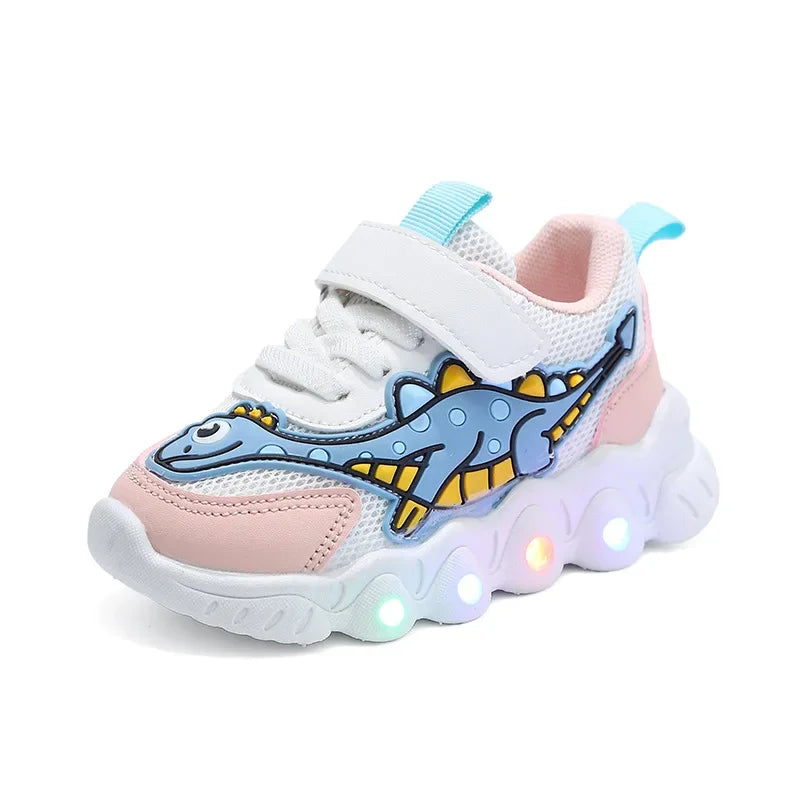 Tennis Shoe LED Children Trainer Cartoon Boy Casual Sneaker para sa Boy Kid Shoe para sa Babae Mesh Breathable Shoe Baby Illuminated Shoe 