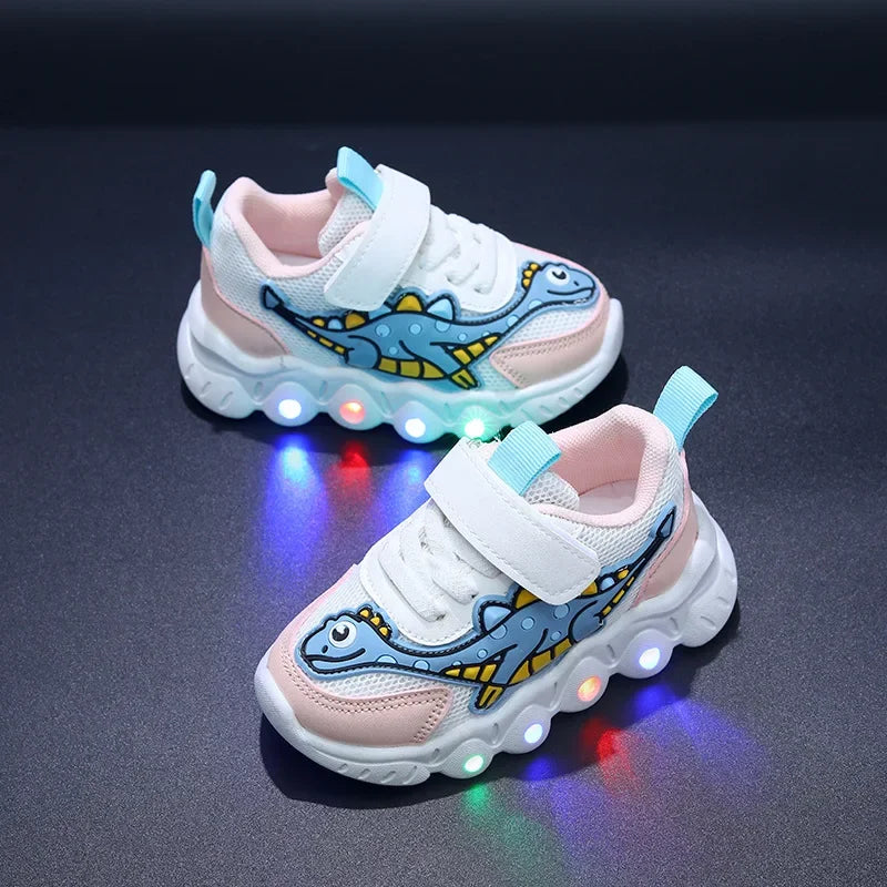 Tennis Shoe LED Children Trainer Cartoon Boy Casual Sneaker para sa Boy Kid Shoe para sa Babae Mesh Breathable Shoe Baby Illuminated Shoe 