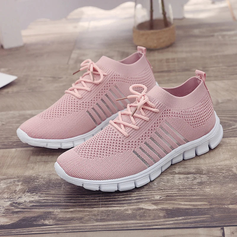 Women Mesh Breathable Shoes Slip on Flat Shoes Babae Tenis Ladies Casual Shoes Walking Footwear Sneakers Womens Vulcanize Shoes 