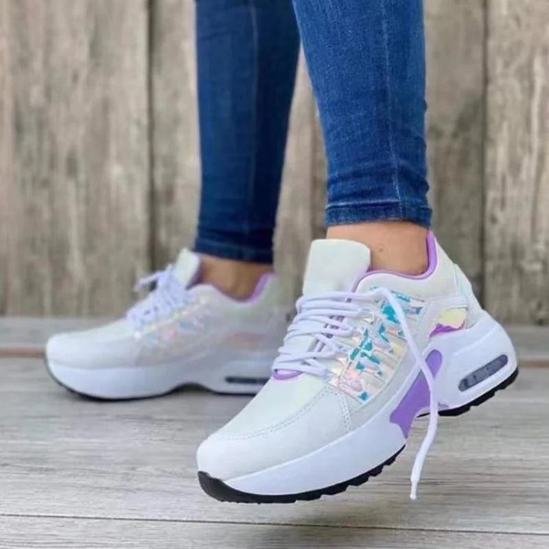 Fashion Woman Vulcanize Platform Casual Sneakers Women Flats Mesh Breathable Running Walking Shoes Chunky Summer Sports Shoe 