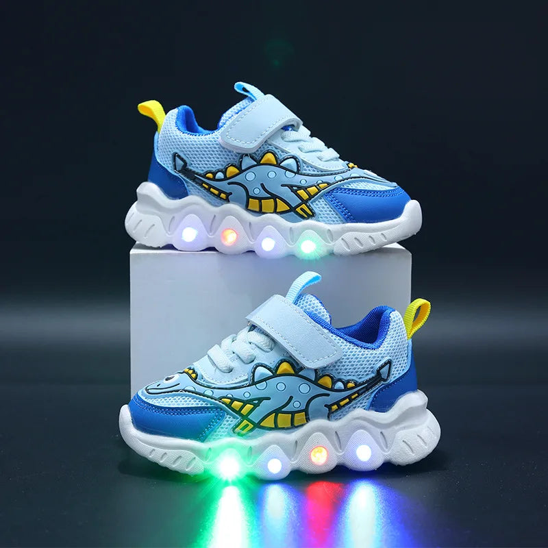 Tennis Shoe LED Children Trainer Cartoon Boy Casual Sneaker para sa Boy Kid Shoe para sa Babae Mesh Breathable Shoe Baby Illuminated Shoe 