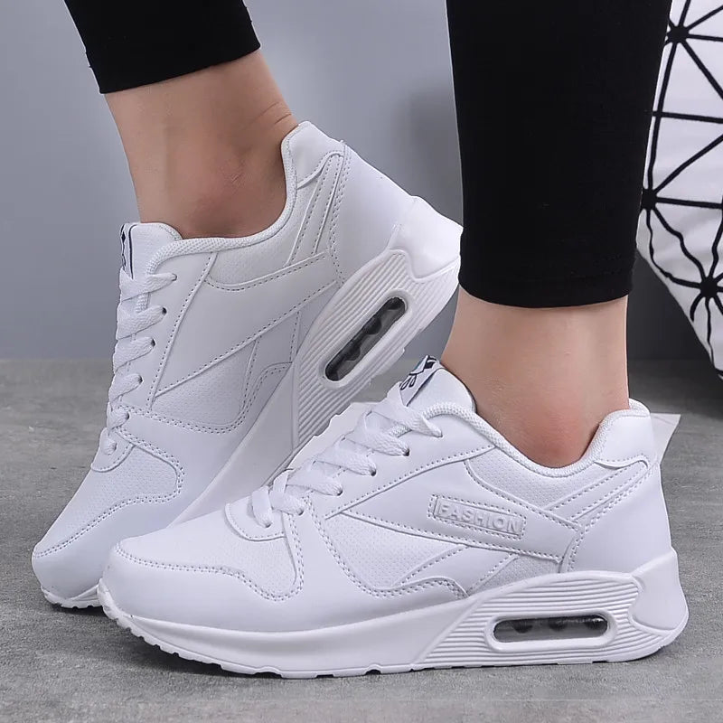 Pambabaeng Fashion Sneakers Air Cushion Sports Shoes Pu Leather Blue Shoes White Pink Panlabas na Walking Jogging Shoes Pambabaeng Trainer 