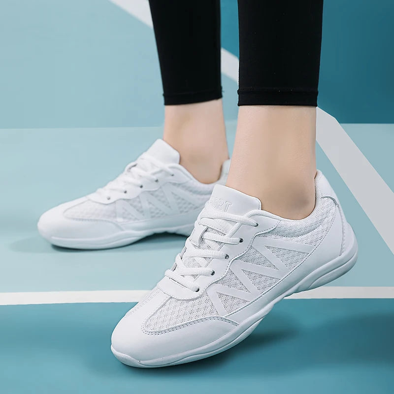 Mga Batang Babae na White Cheerleading Shoes Magaan na Youth Cheer Competition Mga sneaker para sa mga bata Breathable Training Dance fitness Shoes pambabae