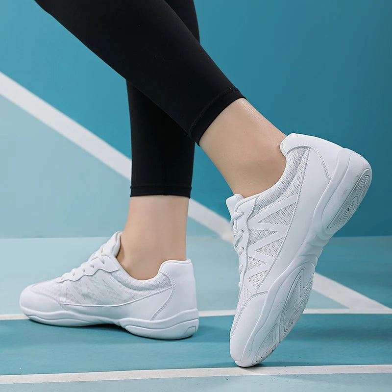 Mga Batang Babae na White Cheerleading Shoes Magaan na Youth Cheer Competition Mga sneaker para sa mga bata Breathable Training Dance fitness Shoes pambabae