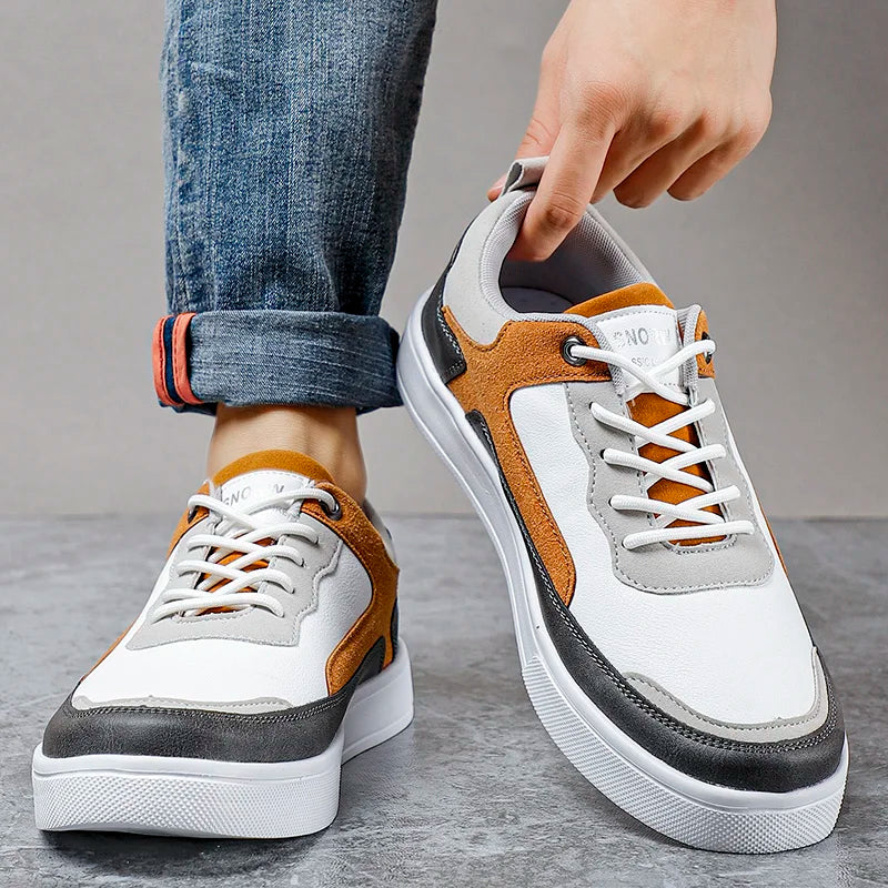 Panlalaking Sapatos Pu Leather Casual Shoes para sa Mga Lalaki Kumportableng Sneakers Magaan na Walking Shoes Tenis Masculino Men Casual Shoes 